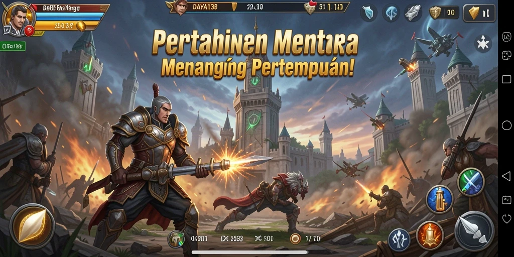 Menampilkan aksi mendebarkan dalam permainan Tower Defense.