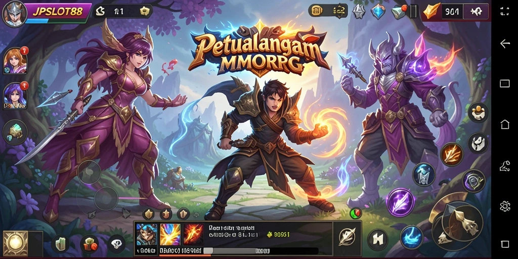 Screenshot JPSLOT88 menampilkan aksi seru dalam pertempuran MMORPG.