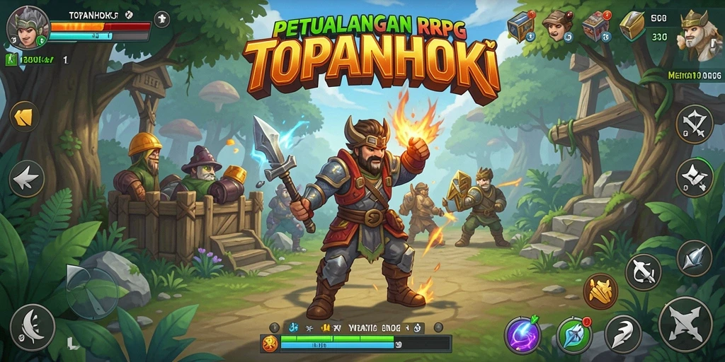 Tangkapan layar utama menampilkan pertarungan seru dalam game RPG.